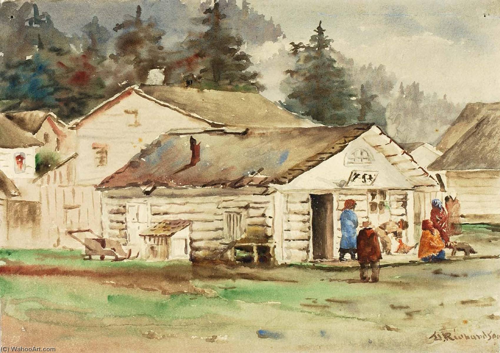 Wikioo.org - The Encyclopedia of Fine Arts - Painting, Artwork by Theodore J. Richardson - The Three Crows Market, Sitka, 1889