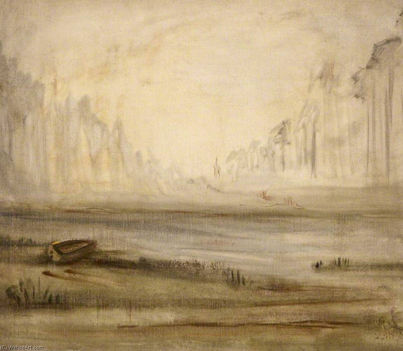 Wikioo.org - The Encyclopedia of Fine Arts - Painting, Artwork by Margaret Frances Anne Vane-Tempest-Stewart - View of the Edge of a Lake with a Boat