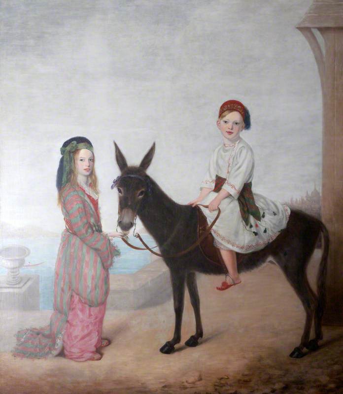 Wikioo.org - The Encyclopedia of Fine Arts - Painting, Artwork by John Edgar Williams - Sir Bruce Chichester (1842–1881), 2nd Bt of Arlington, and His Sister, Caroline (1839–1873), Later Lady Clay, as Children