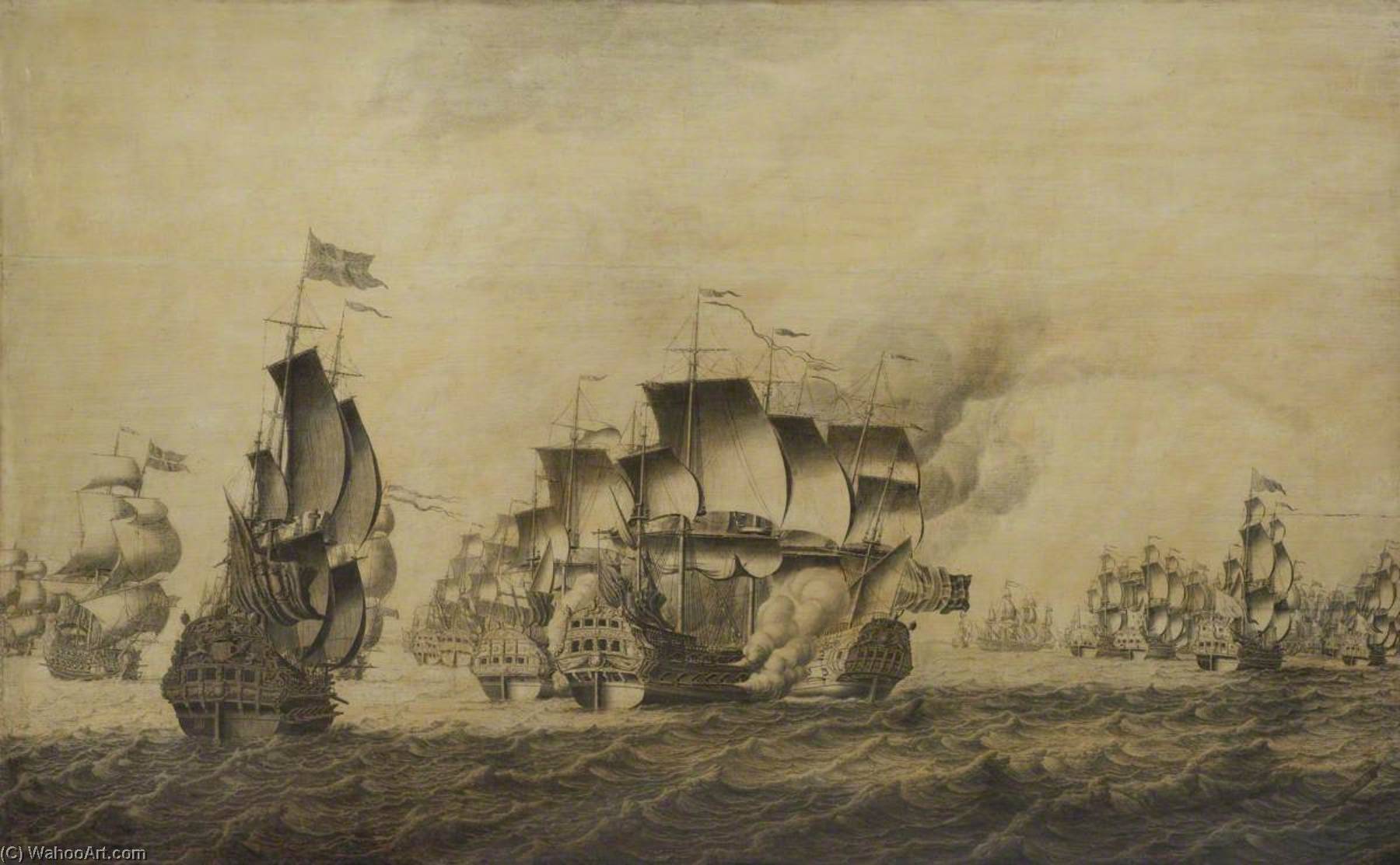 WikiOO.org - Encyclopedia of Fine Arts - Lukisan, Artwork Adriaen Van Salm - Forbin's Attempt against Scotland, 13 March 1708
