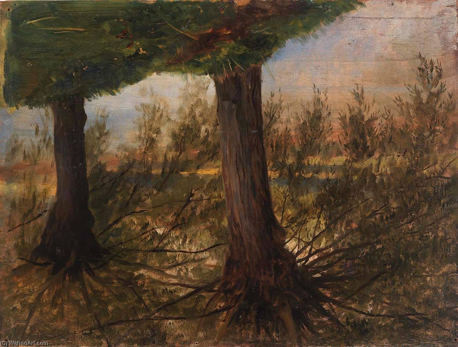 Wikioo.org - The Encyclopedia of Fine Arts - Painting, Artwork by Eliphalet Fraser Andrews - Trees beside a Stream