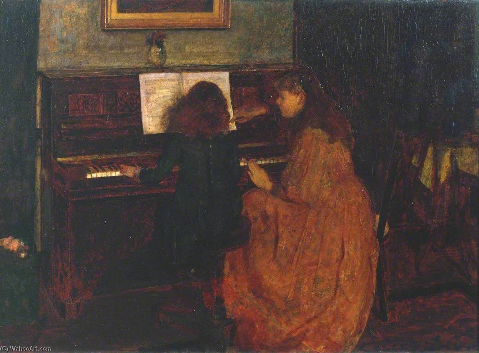 Wikioo.org - The Encyclopedia of Fine Arts - Painting, Artwork by Frank Huddlestone Potter - A Music Lesson