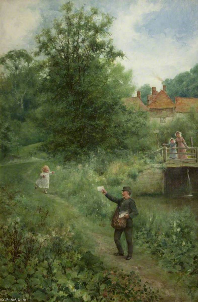 Wikioo.org - The Encyclopedia of Fine Arts - Painting, Artwork by Alfred Augustus Glendening - The Village Postman