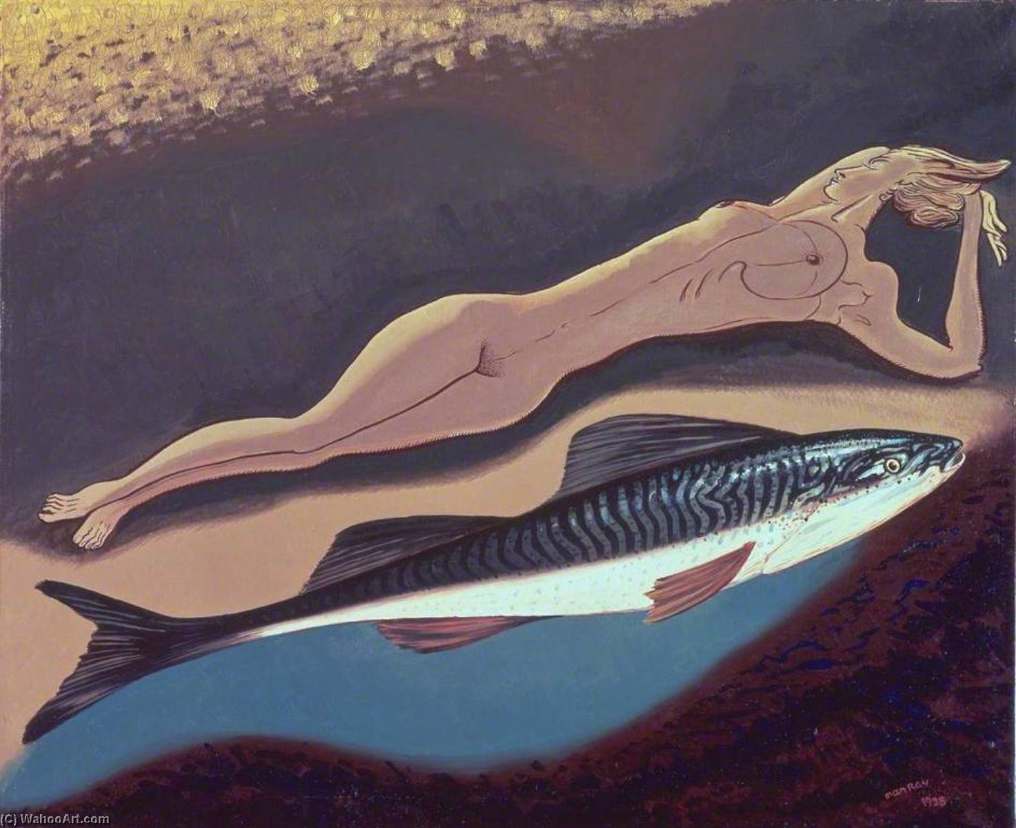 Wikioo.org - The Encyclopedia of Fine Arts - Painting, Artwork by Man Ray - Pisces (La Femme et son Poisson)
