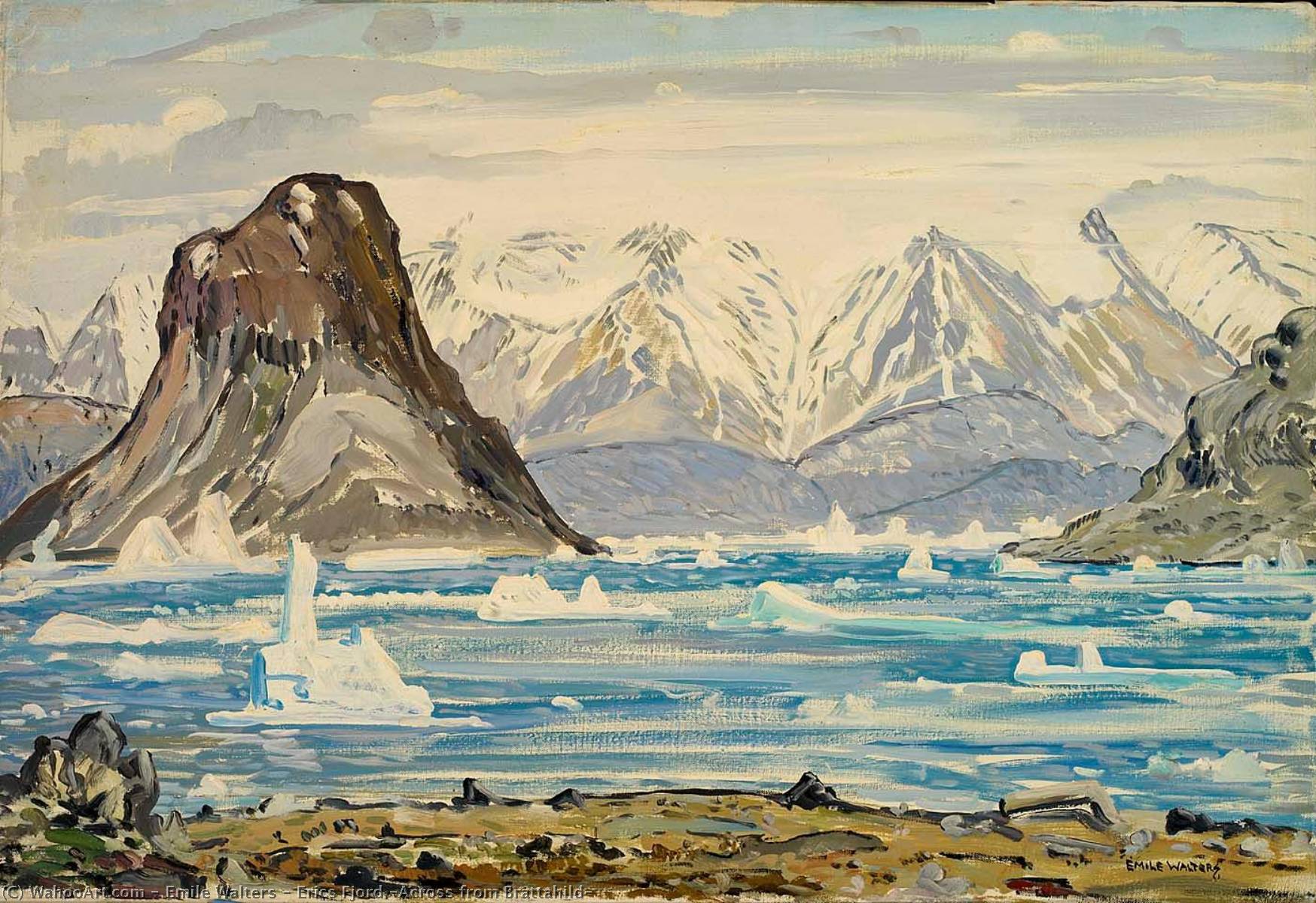 Wikioo.org - The Encyclopedia of Fine Arts - Painting, Artwork by Emile Walters - Erics Fjord (Across from Brattahild)
