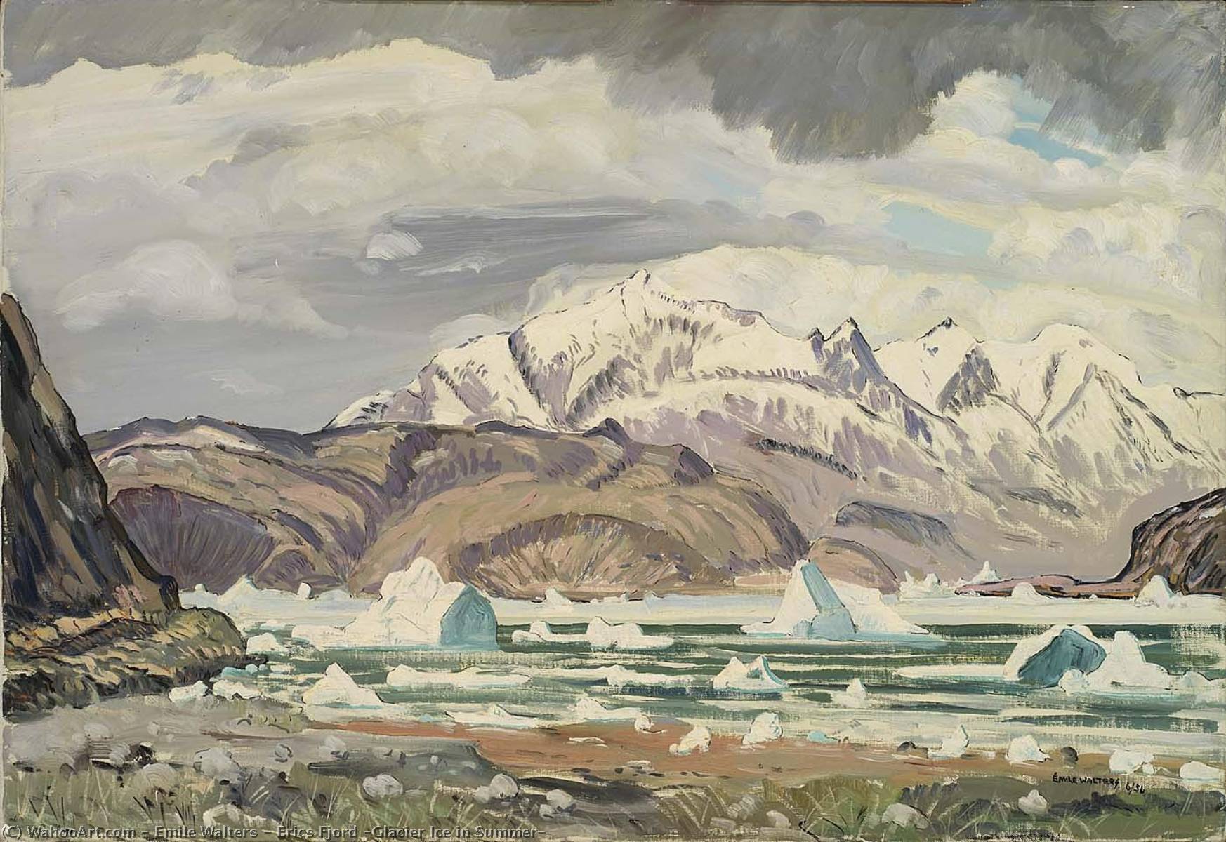 Wikioo.org - The Encyclopedia of Fine Arts - Painting, Artwork by Emile Walters - Erics Fjord (Glacier Ice in Summer)