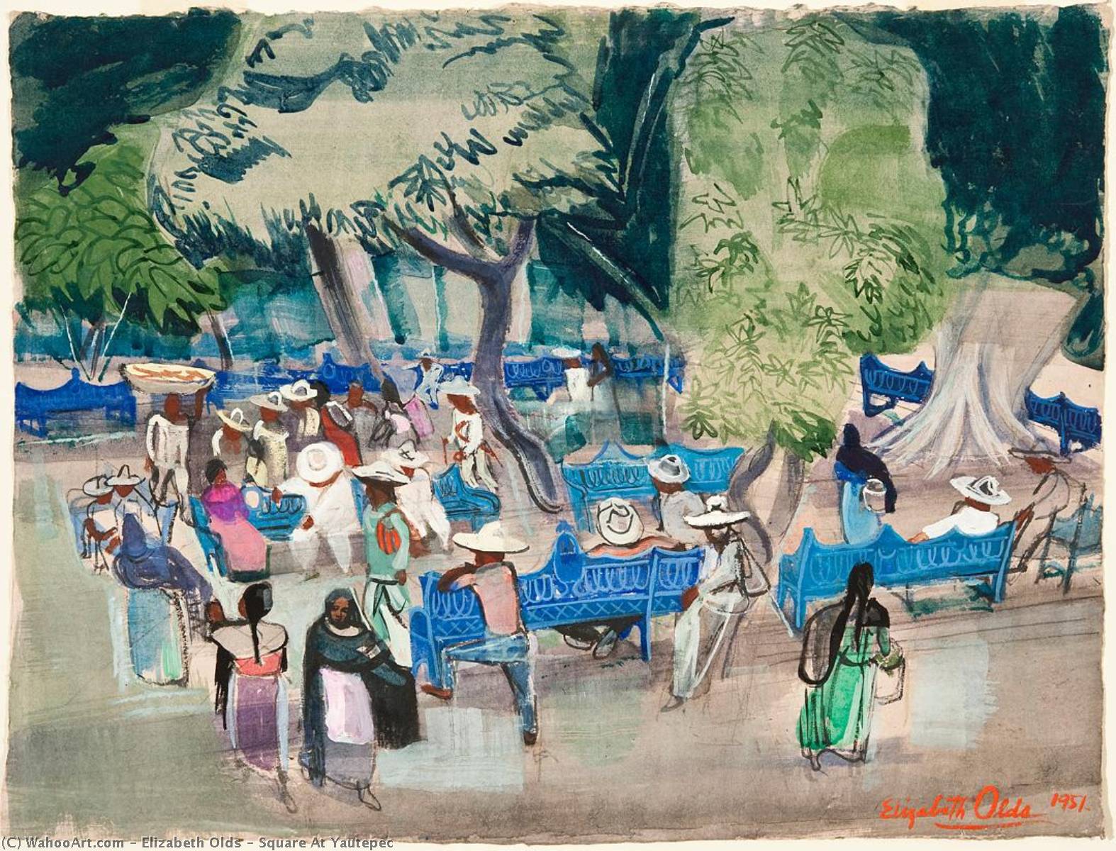 Wikioo.org – L'Enciclopedia delle Belle Arti - Pittura, Opere di Elizabeth Olds - piazza a yautepec