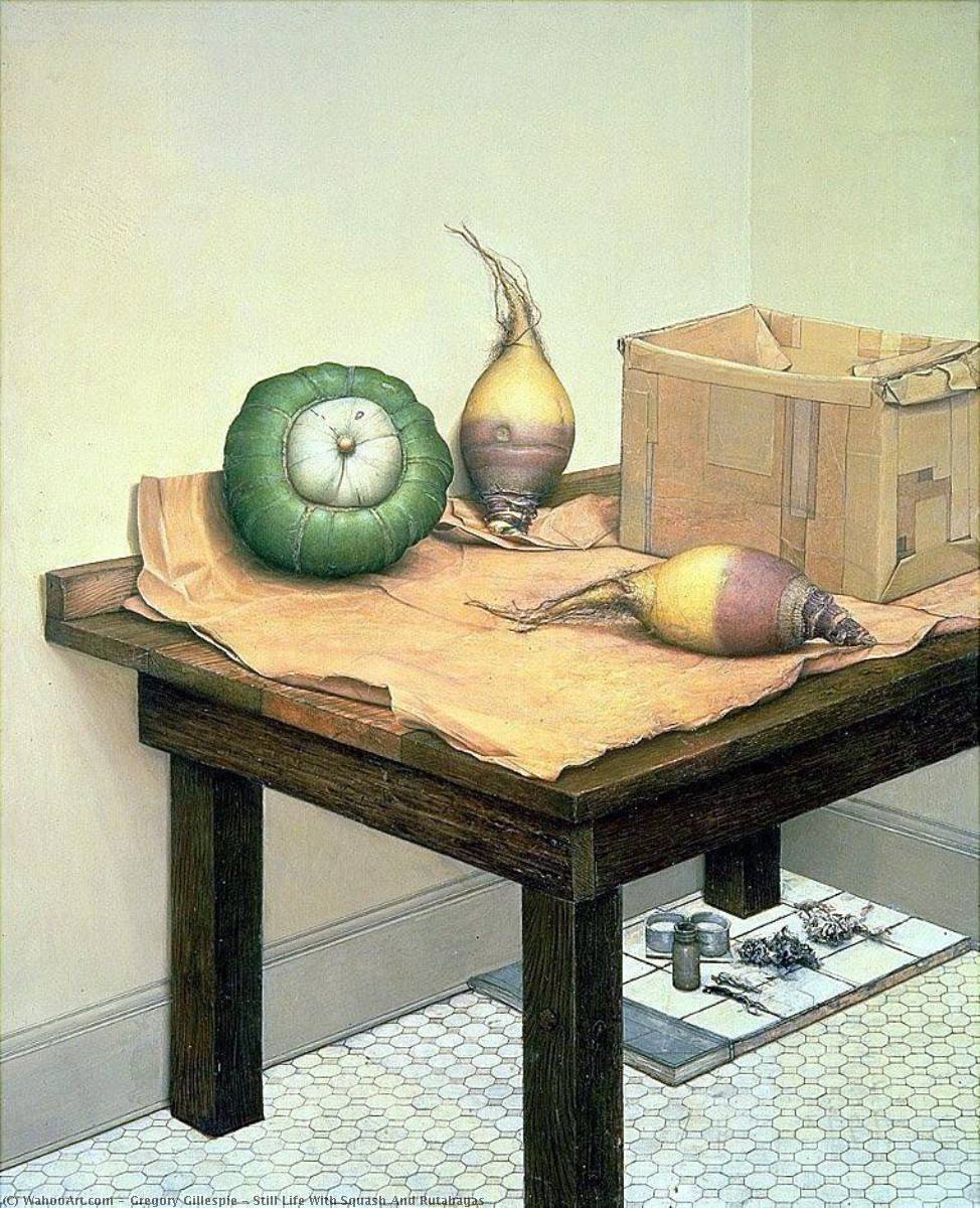 Wikioo.org - The Encyclopedia of Fine Arts - Painting, Artwork by Gregory Gillespie - Still Life With Squash And Rutabagas