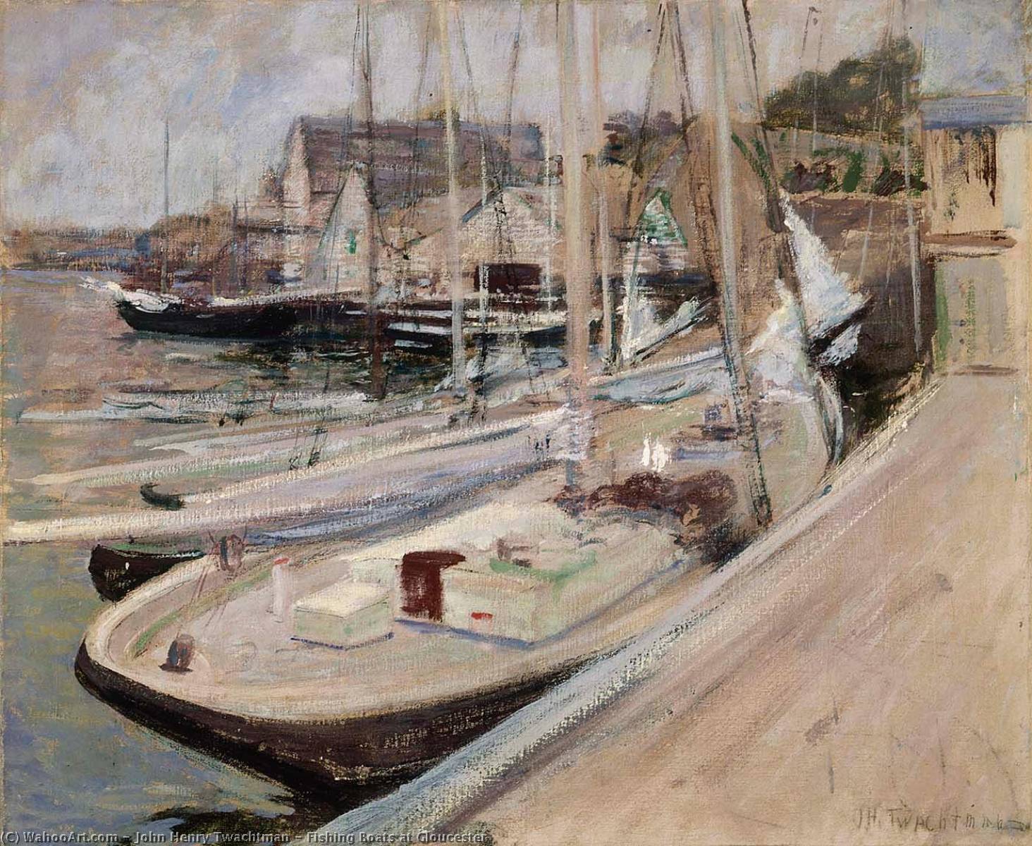 Wikioo.org - The Encyclopedia of Fine Arts - Painting, Artwork by John Henry Twachtman - Fishing Boats at Gloucester