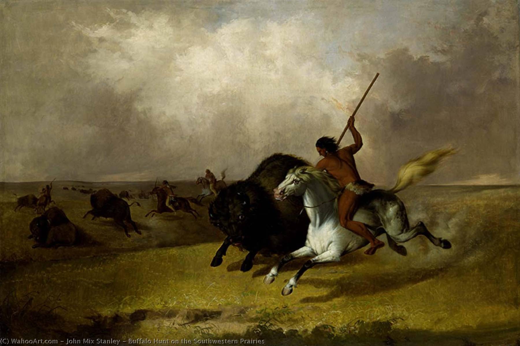 Wikioo.org - The Encyclopedia of Fine Arts - Painting, Artwork by John Mix Stanley - Buffalo Hunt on the Southwestern Prairies