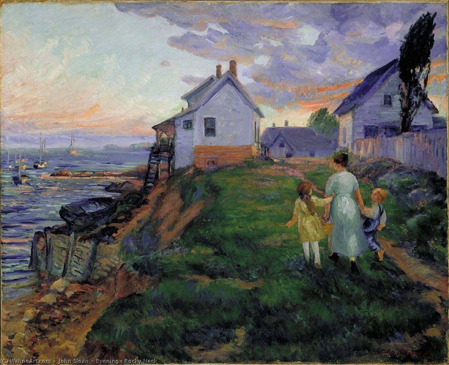 Wikioo.org - The Encyclopedia of Fine Arts - Painting, Artwork by John Sloan - Evening, Rocky Neck