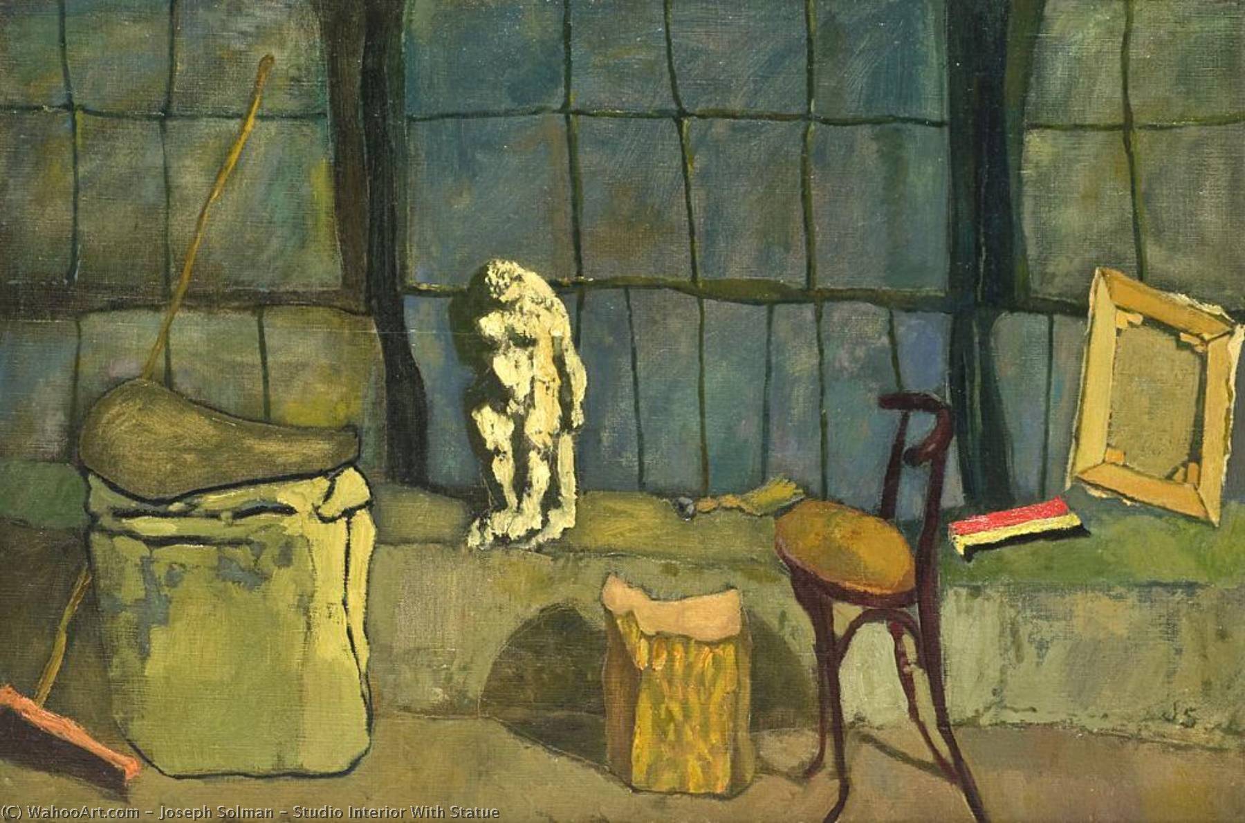 Wikioo.org - The Encyclopedia of Fine Arts - Painting, Artwork by Joseph Solman - Studio Interior With Statue