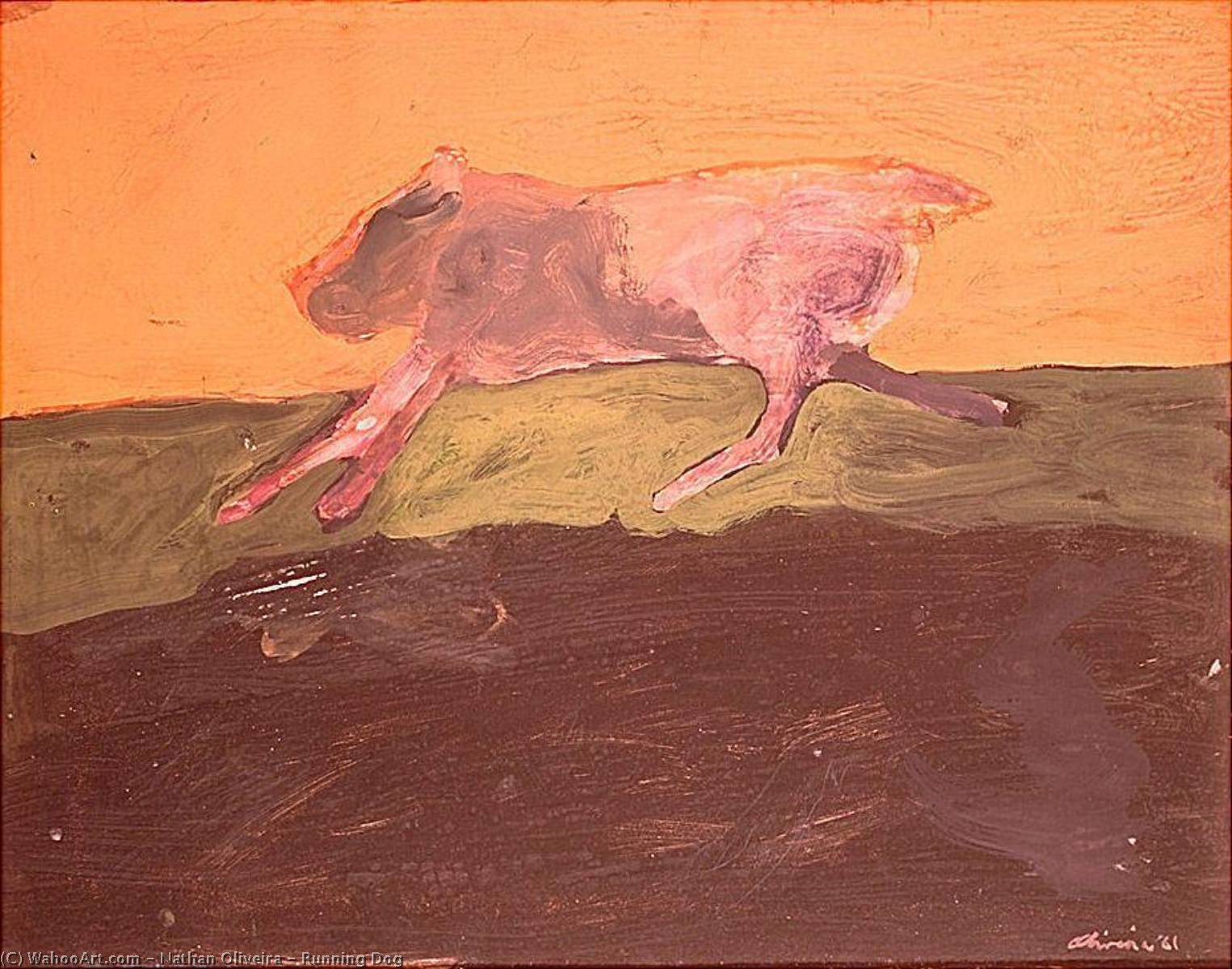 WikiOO.org - Encyclopedia of Fine Arts - Målning, konstverk Nathan Oliveira - Running Dog