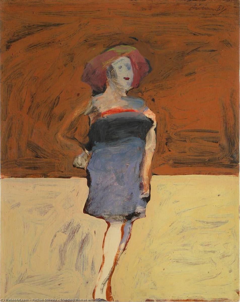 WikiOO.org - Encyclopedia of Fine Arts - Målning, konstverk Nathan Oliveira - Standing Woman with Hat