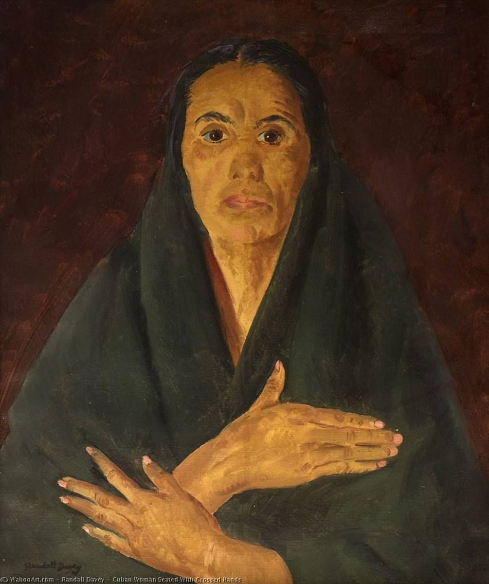 Wikioo.org - The Encyclopedia of Fine Arts - Painting, Artwork by Randall Davey - Cuban Woman Seated With Crossed Hands