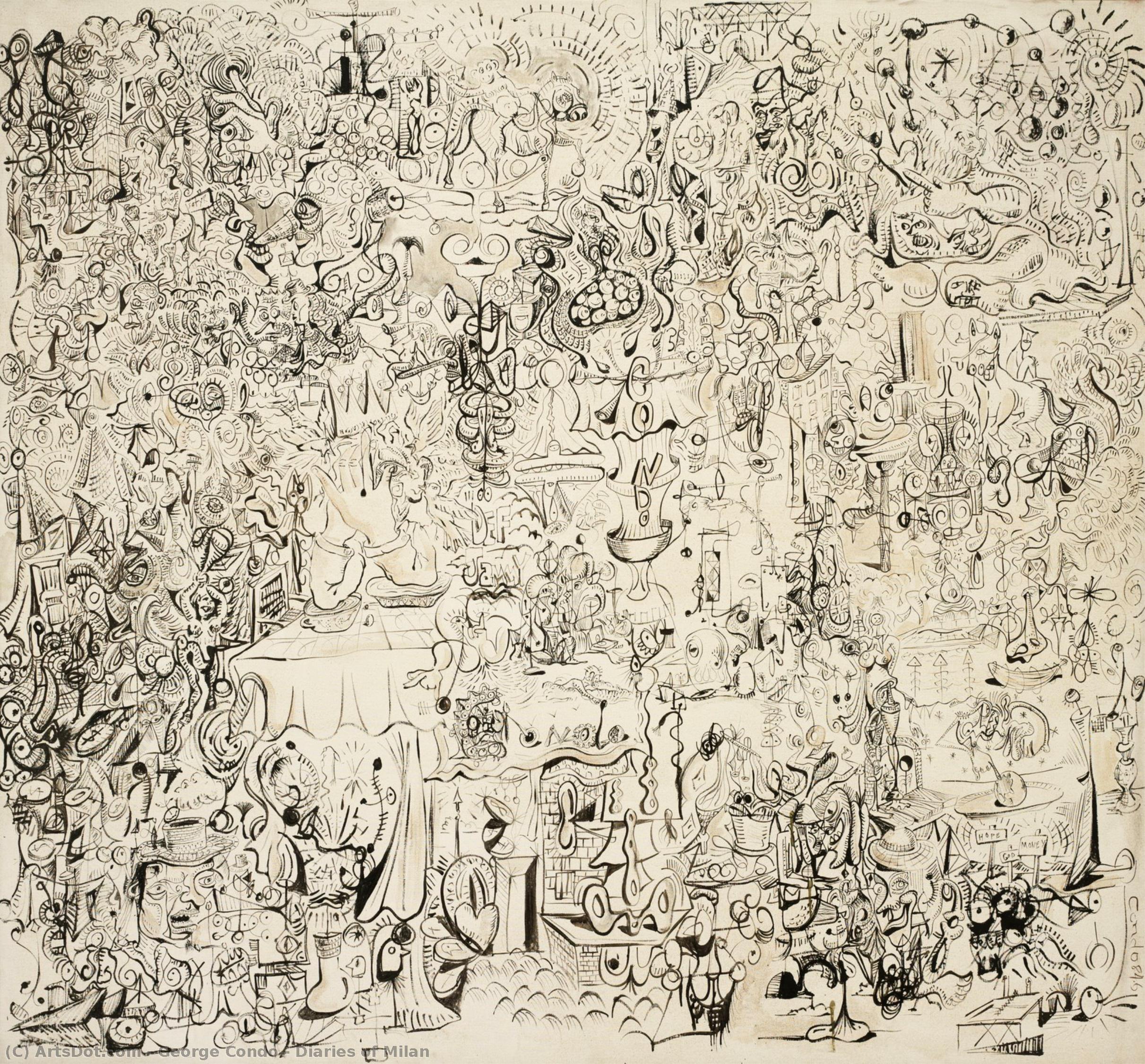 WikiOO.org - Εγκυκλοπαίδεια Καλών Τεχνών - Ζωγραφική, έργα τέχνης George Condo - Diaries of Milan