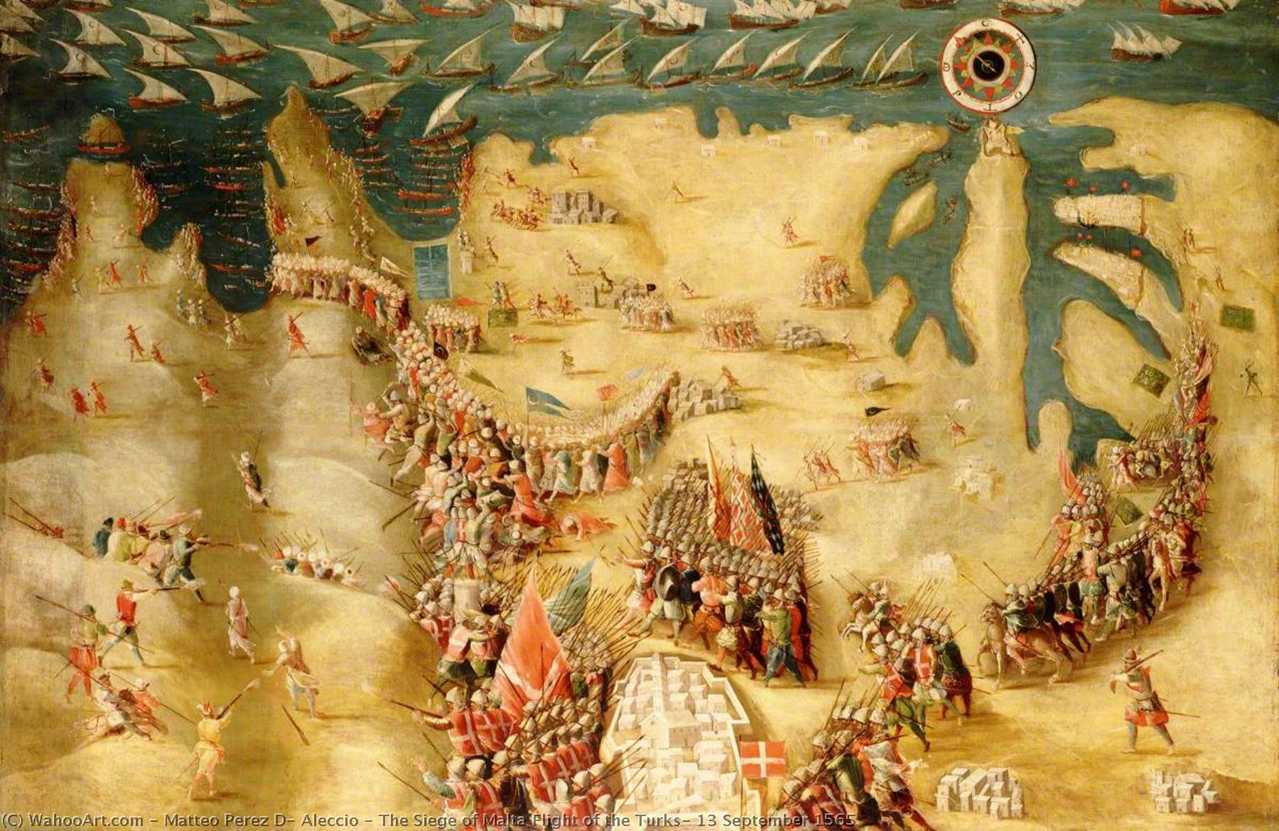 Wikioo.org - The Encyclopedia of Fine Arts - Painting, Artwork by Matteo Perez D' Aleccio - The Siege of Malta Flight of the Turks, 13 September 1565