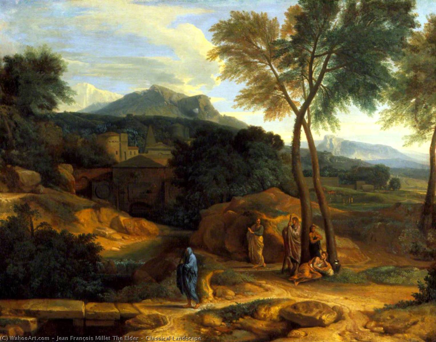 Wikioo.org - The Encyclopedia of Fine Arts - Painting, Artwork by Jean François Millet The Elder - Classical Landscape