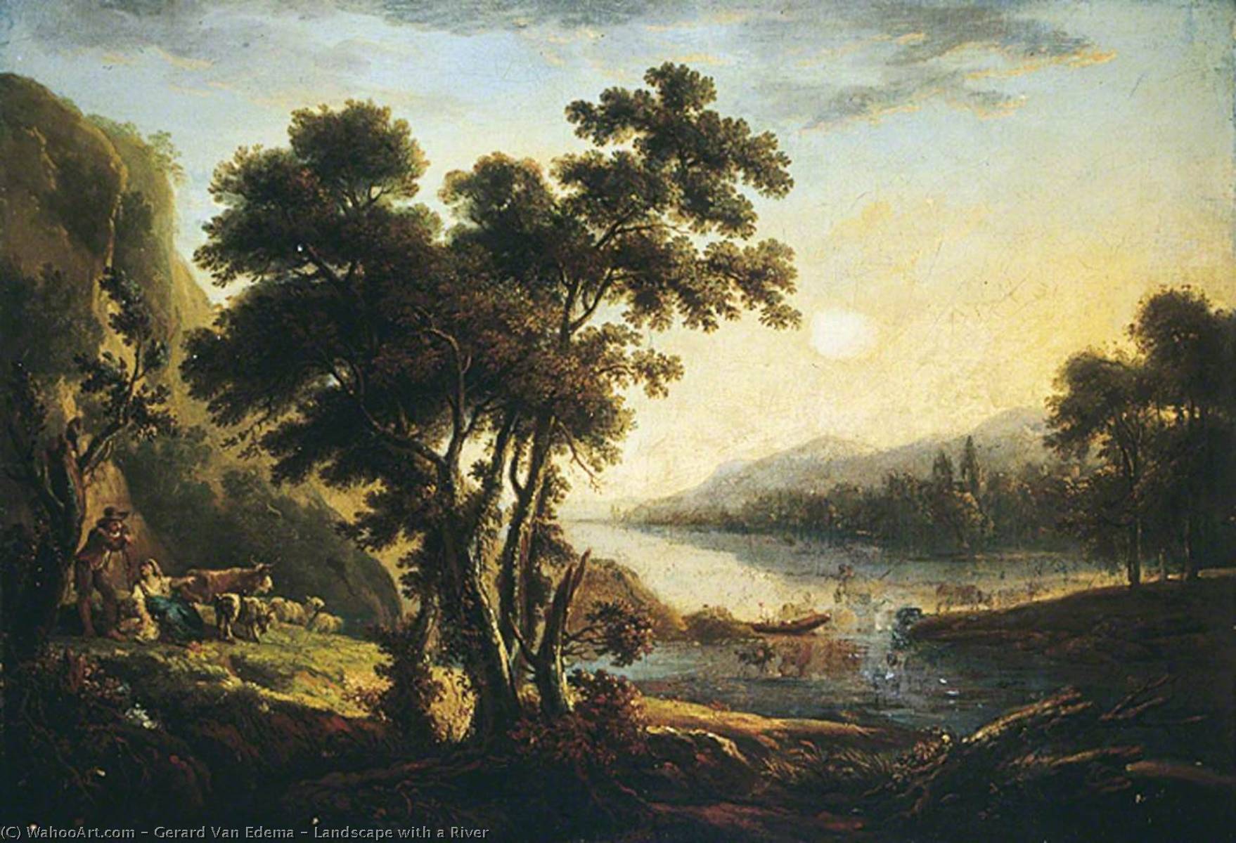 Wikioo.org - The Encyclopedia of Fine Arts - Painting, Artwork by Gerard Van Edema - Landscape with a River