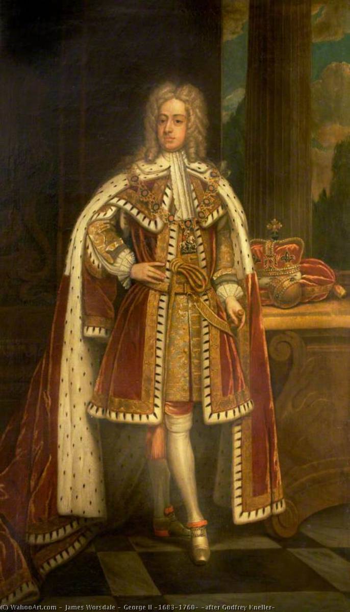 Wikioo.org - The Encyclopedia of Fine Arts - Painting, Artwork by James Worsdale - George II (1683–1760) (after Godfrey Kneller)