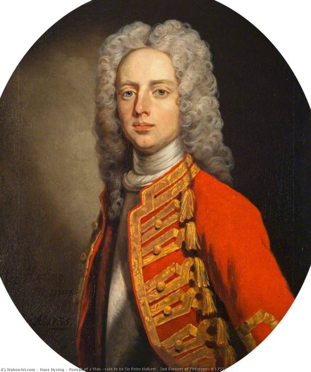 Wikioo.org - The Encyclopedia of Fine Arts - Painting, Artwork by Hans Hysing - Portrait of a Man (said to be Sir Peter Halkett, 2nd Baronet of Pitfirrane, d.1755)