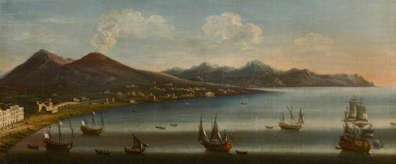 Wikioo.org - The Encyclopedia of Fine Arts - Painting, Artwork by Tommaso Ruiz - The Bay of Naples near the Slopes of Vesuvius with the Sorrentine Peninsula in the Distance