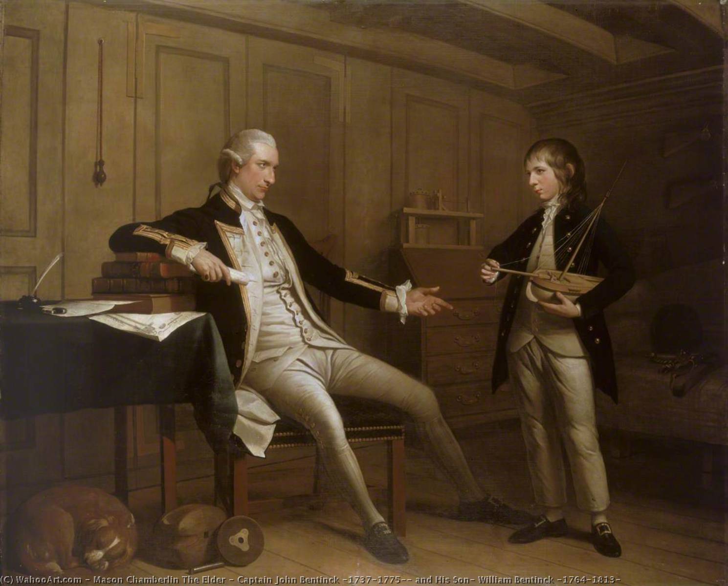Wikioo.org - The Encyclopedia of Fine Arts - Painting, Artwork by Mason Chamberlin The Elder - Captain John Bentinck (1737–1775), and His Son, William Bentinck (1764–1813)