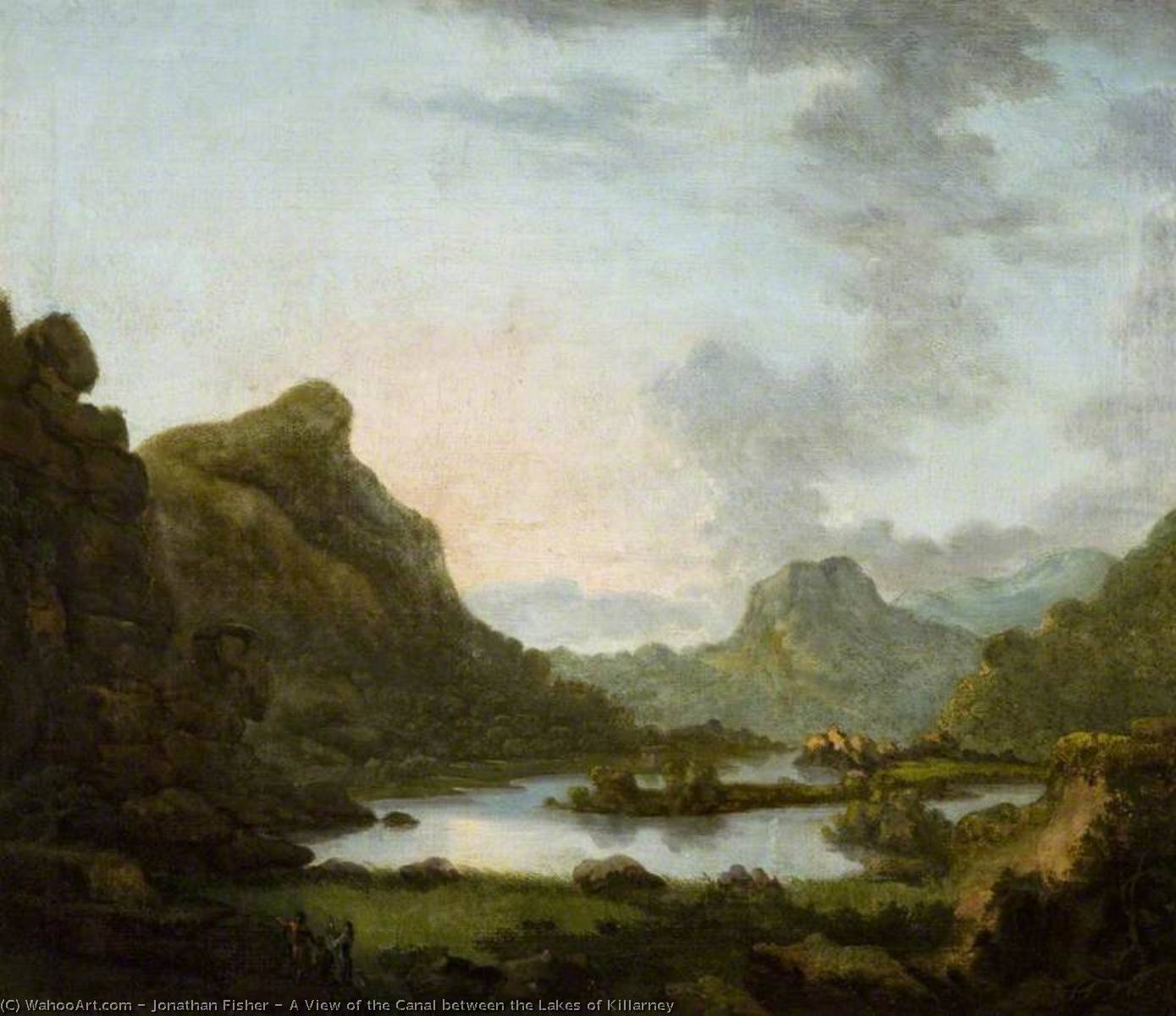 Wikioo.org - The Encyclopedia of Fine Arts - Painting, Artwork by Jonathan Fisher - A View of the Canal between the Lakes of Killarney