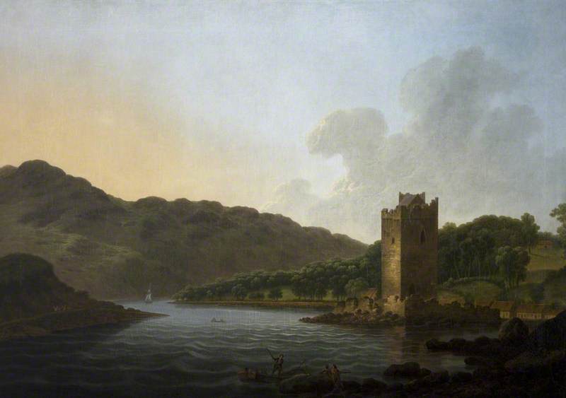 Wikioo.org - The Encyclopedia of Fine Arts - Painting, Artwork by Jonathan Fisher - View of the Ferry and Castle of Narrow Water