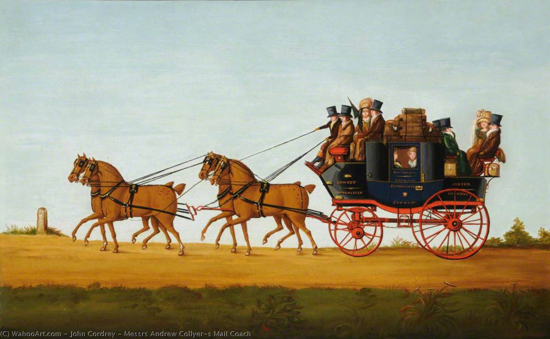 Wikioo.org - The Encyclopedia of Fine Arts - Painting, Artwork by John Cordrey - Messrs Andrew Collyer's Mail Coach