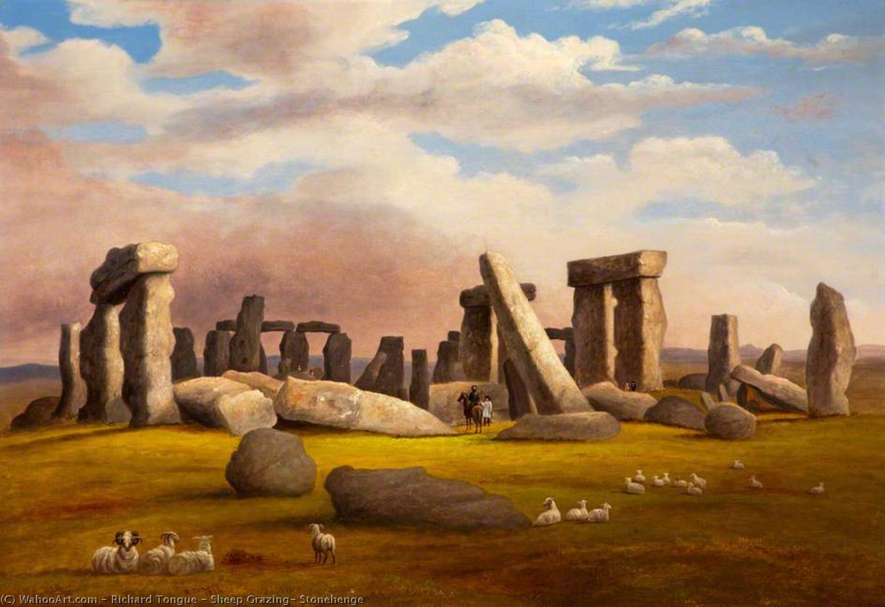 WikiOO.org - Enciclopedia of Fine Arts - Pictura, lucrări de artă Richard Tongue - Sheep Grazing, Stonehenge