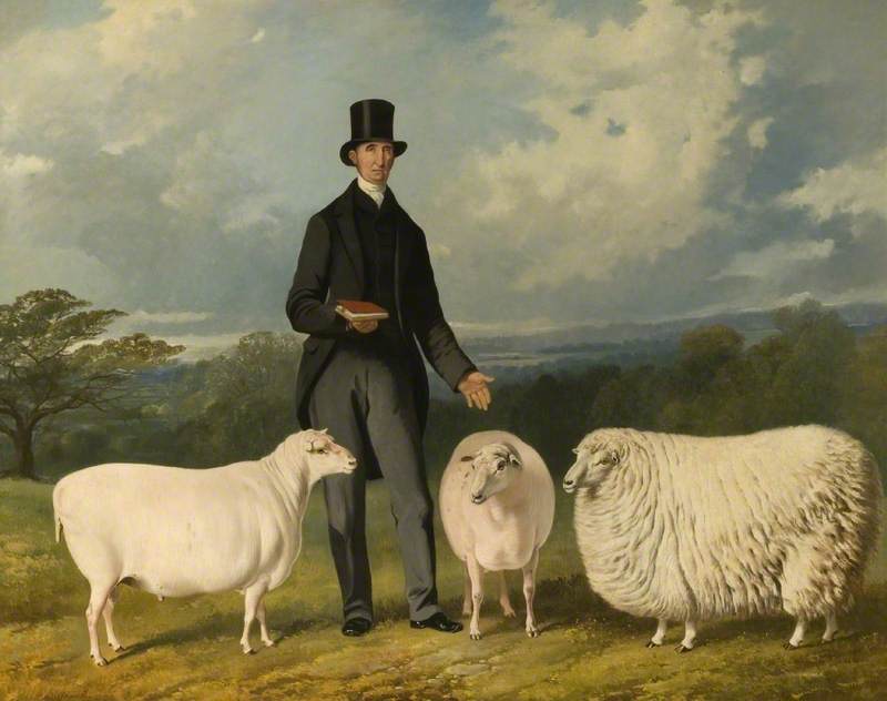 Wikioo.org - The Encyclopedia of Fine Arts - Painting, Artwork by Henry Barraud - Valentine Barford (1786–1864), with His Purebred Sheep