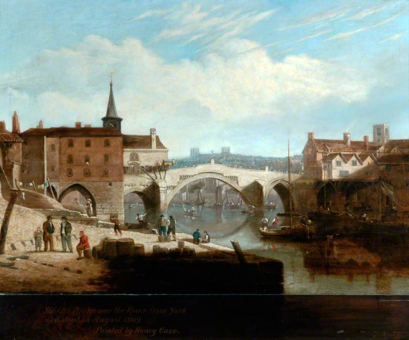 Wikioo.org - The Encyclopedia of Fine Arts - Painting, Artwork by Henry Cave - The Old Bridge over the River Ouse, York