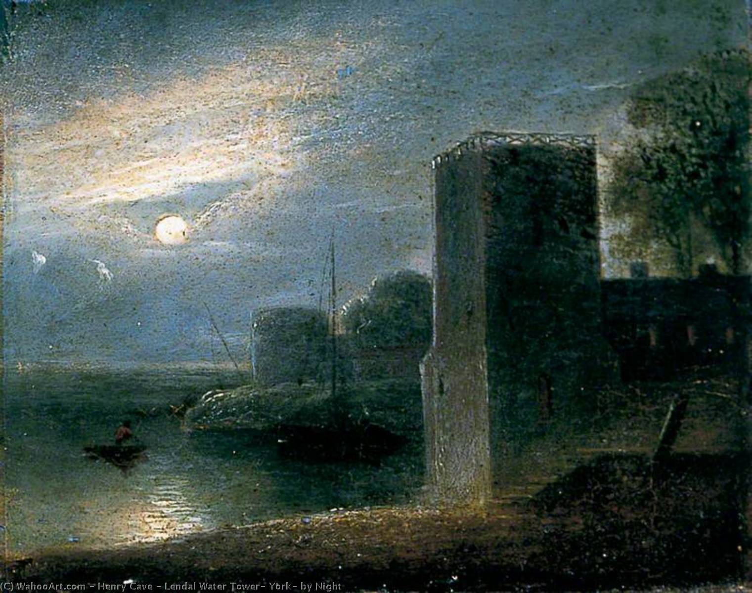 Wikioo.org - The Encyclopedia of Fine Arts - Painting, Artwork by Henry Cave - Lendal Water Tower, York, by Night