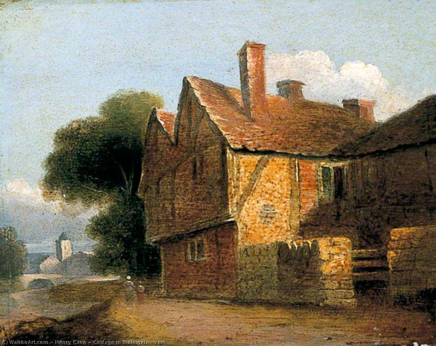 Wikioo.org - The Encyclopedia of Fine Arts - Painting, Artwork by Henry Cave - Cottage in Walmgate, York
