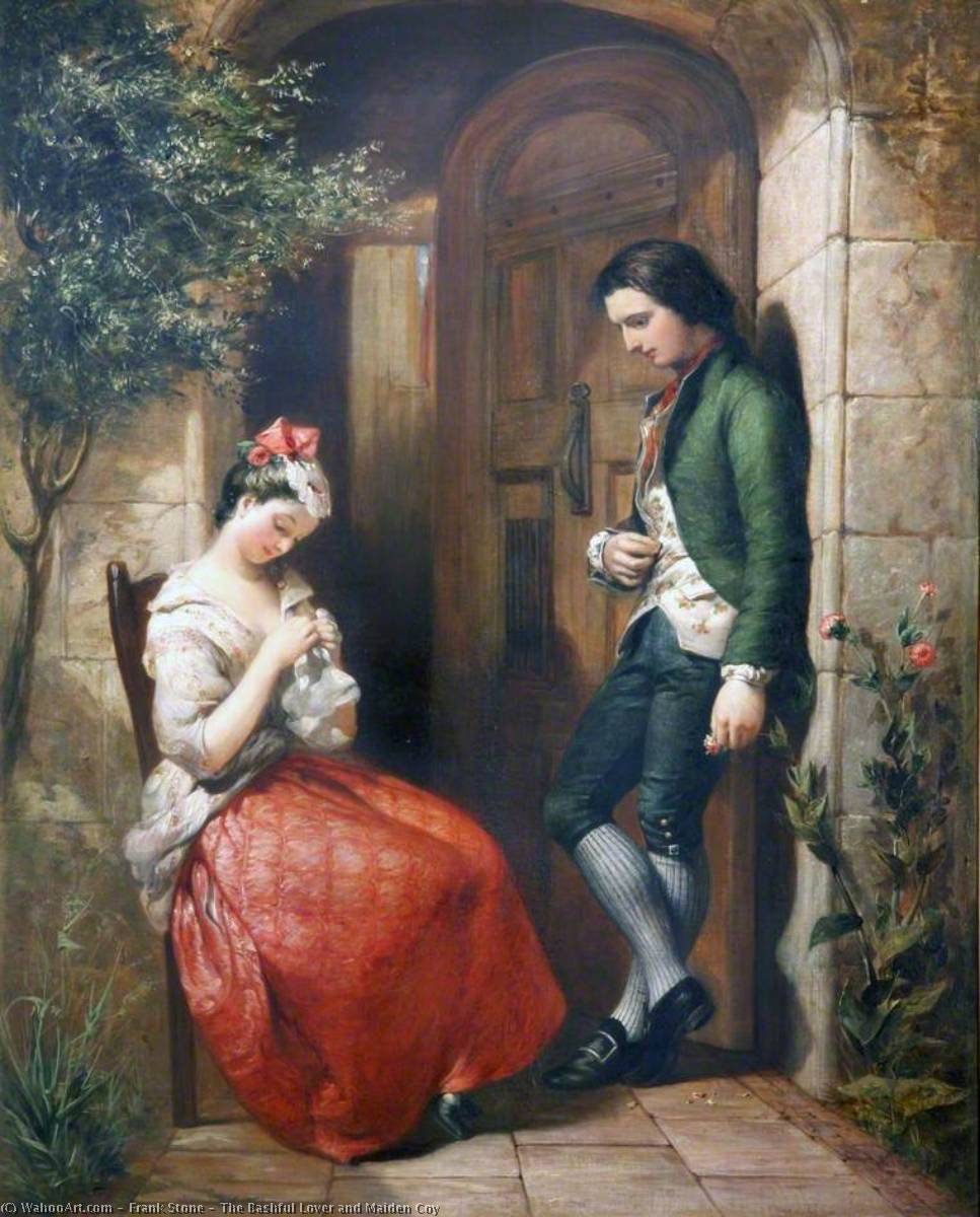 Wikioo.org - The Encyclopedia of Fine Arts - Painting, Artwork by Frank Stone - The Bashful Lover and Maiden Coy
