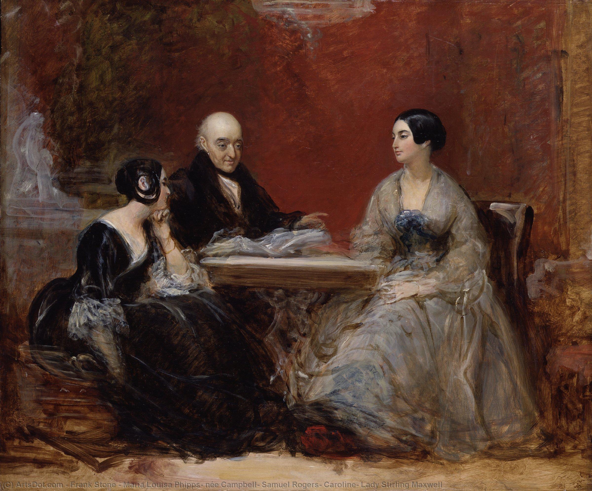 Wikioo.org - The Encyclopedia of Fine Arts - Painting, Artwork by Frank Stone - Maria Louisa Phipps, née Campbell, Samuel Rogers, Caroline, Lady Stirling Maxwell