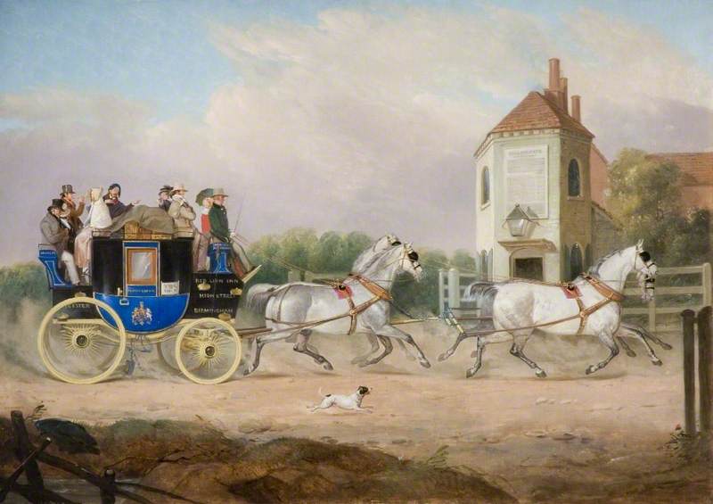 Wikioo.org - The Encyclopedia of Fine Arts - Painting, Artwork by William J Pringle - Stourbridge to Birmingham Royal Mail Coach