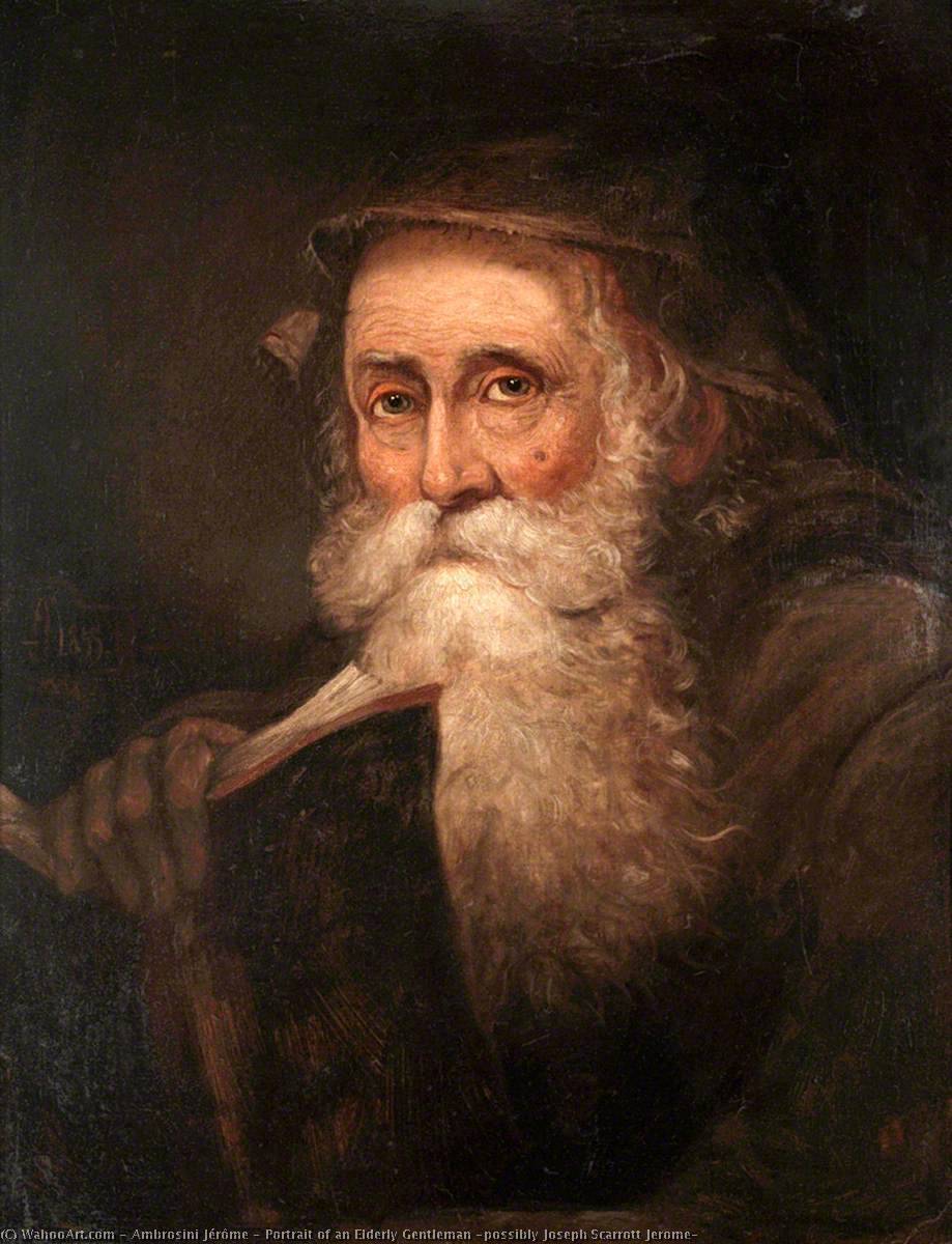 Wikioo.org - The Encyclopedia of Fine Arts - Painting, Artwork by Ambrosini Jérôme - Portrait of an Elderly Gentleman (possibly Joseph Scarrott Jerome)