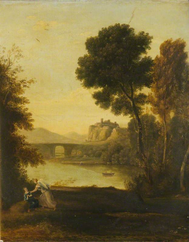 Wikioo.org - The Encyclopedia of Fine Arts - Painting, Artwork by George Haddo - Hagar and the Angel (after Claude Lorrain)