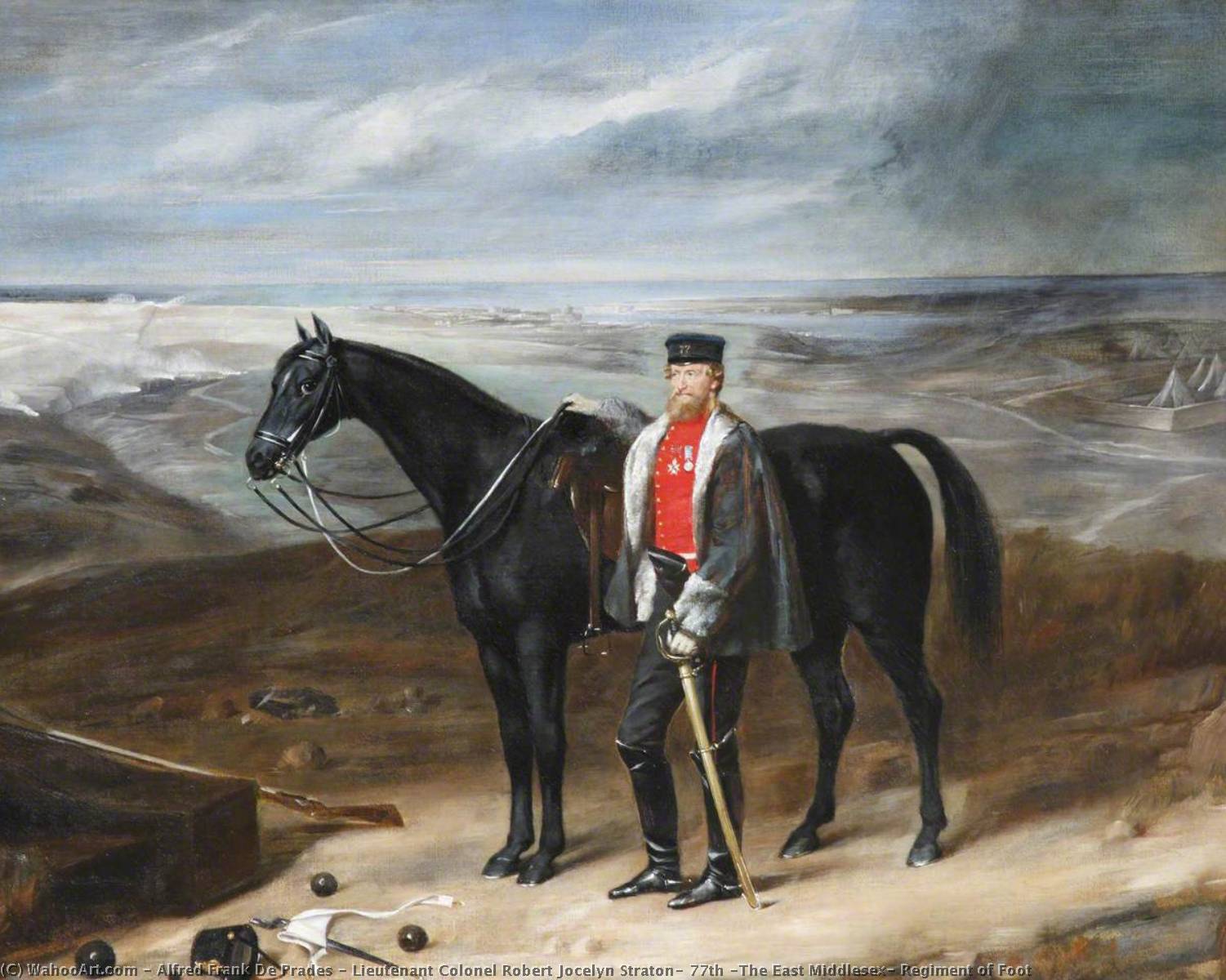 Wikioo.org - The Encyclopedia of Fine Arts - Painting, Artwork by Alfred Frank De Prades - Lieutenant Colonel Robert Jocelyn Straton, 77th (The East Middlesex) Regiment of Foot