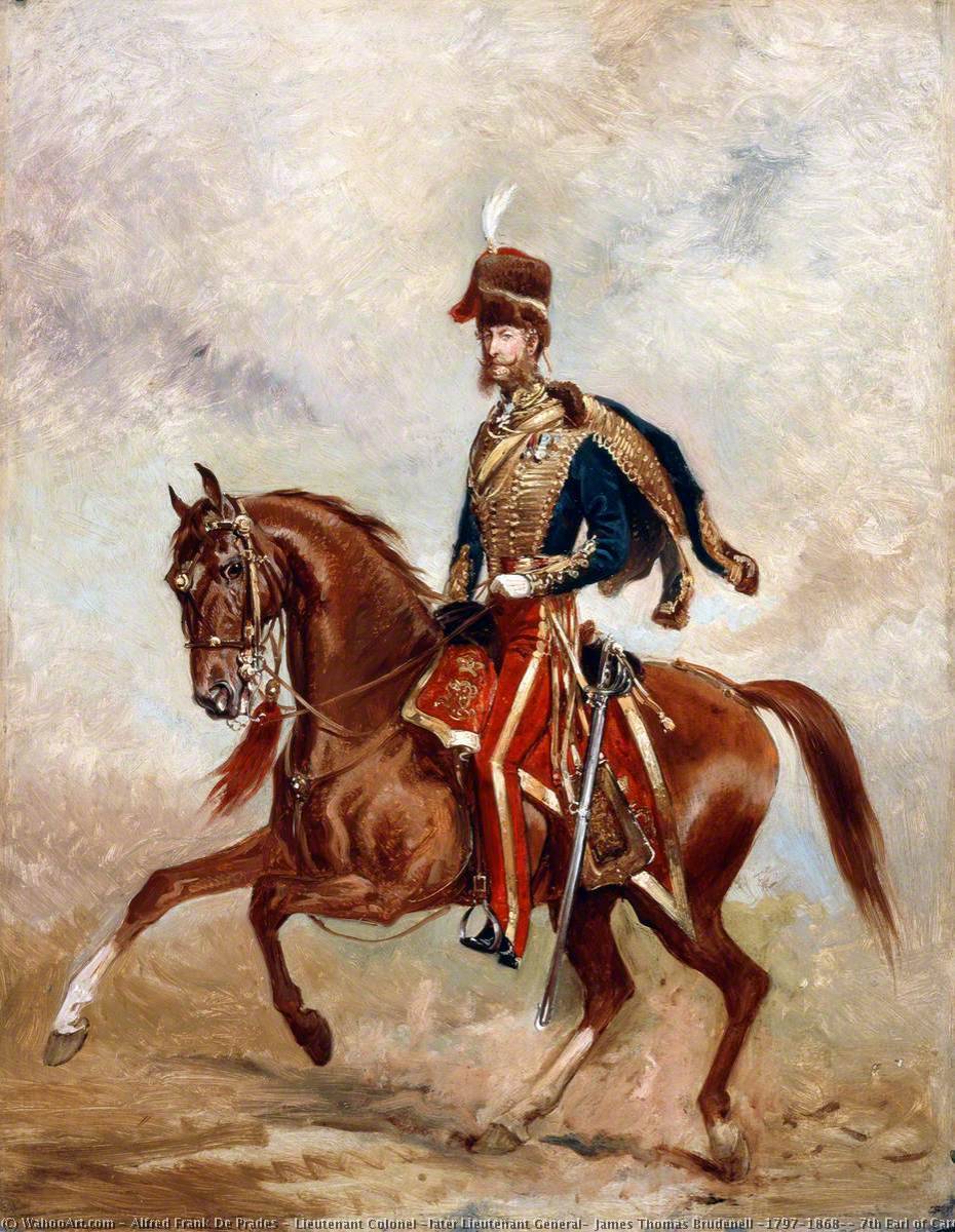 Wikioo.org - The Encyclopedia of Fine Arts - Painting, Artwork by Alfred Frank De Prades - Lieutenant Colonel (later Lieutenant General) James Thomas Brudenell (1797–1868), 7th Earl of Cardigan, 11th (Prince Albert’s Own) Hussars