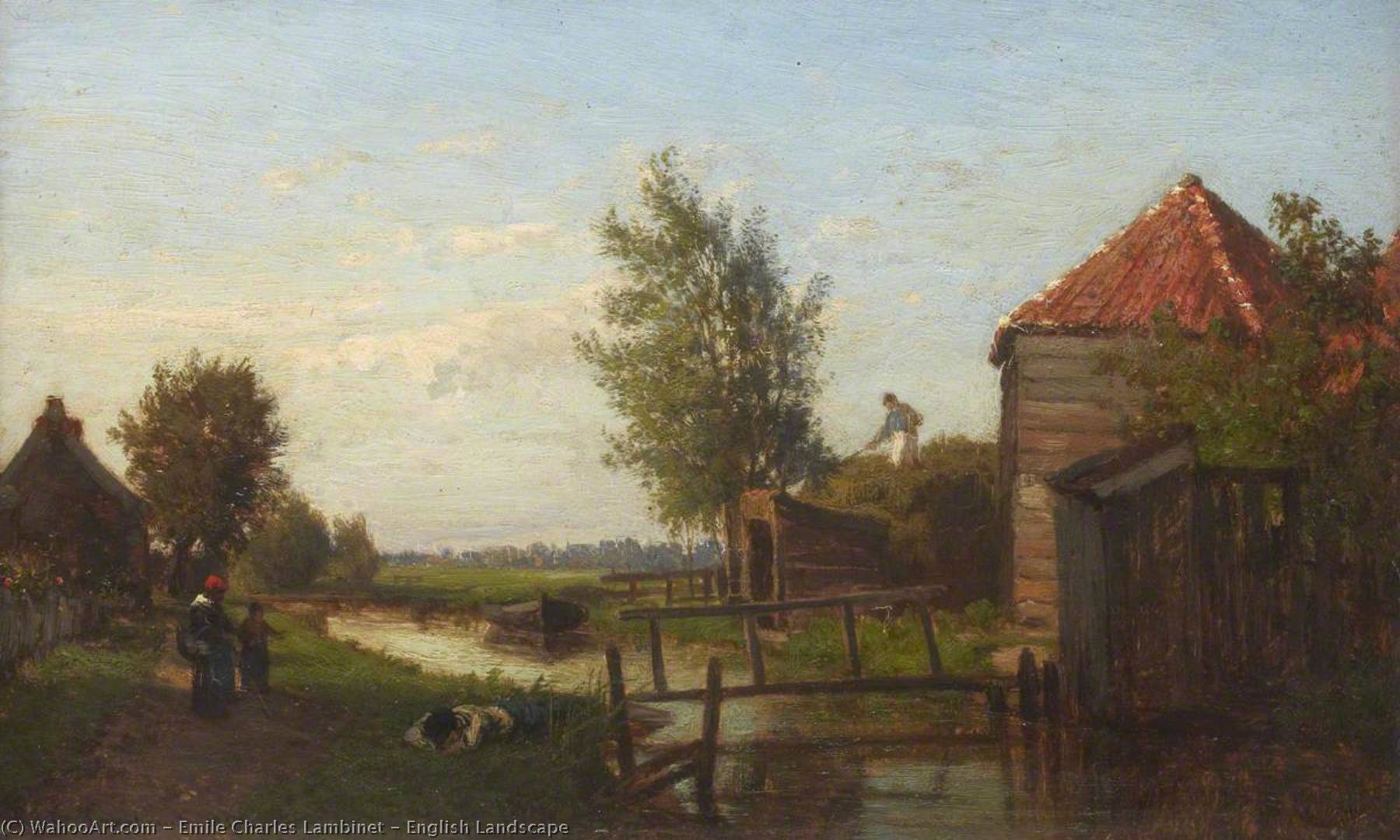 Wikioo.org - The Encyclopedia of Fine Arts - Painting, Artwork by Emile Charles Lambinet - English Landscape
