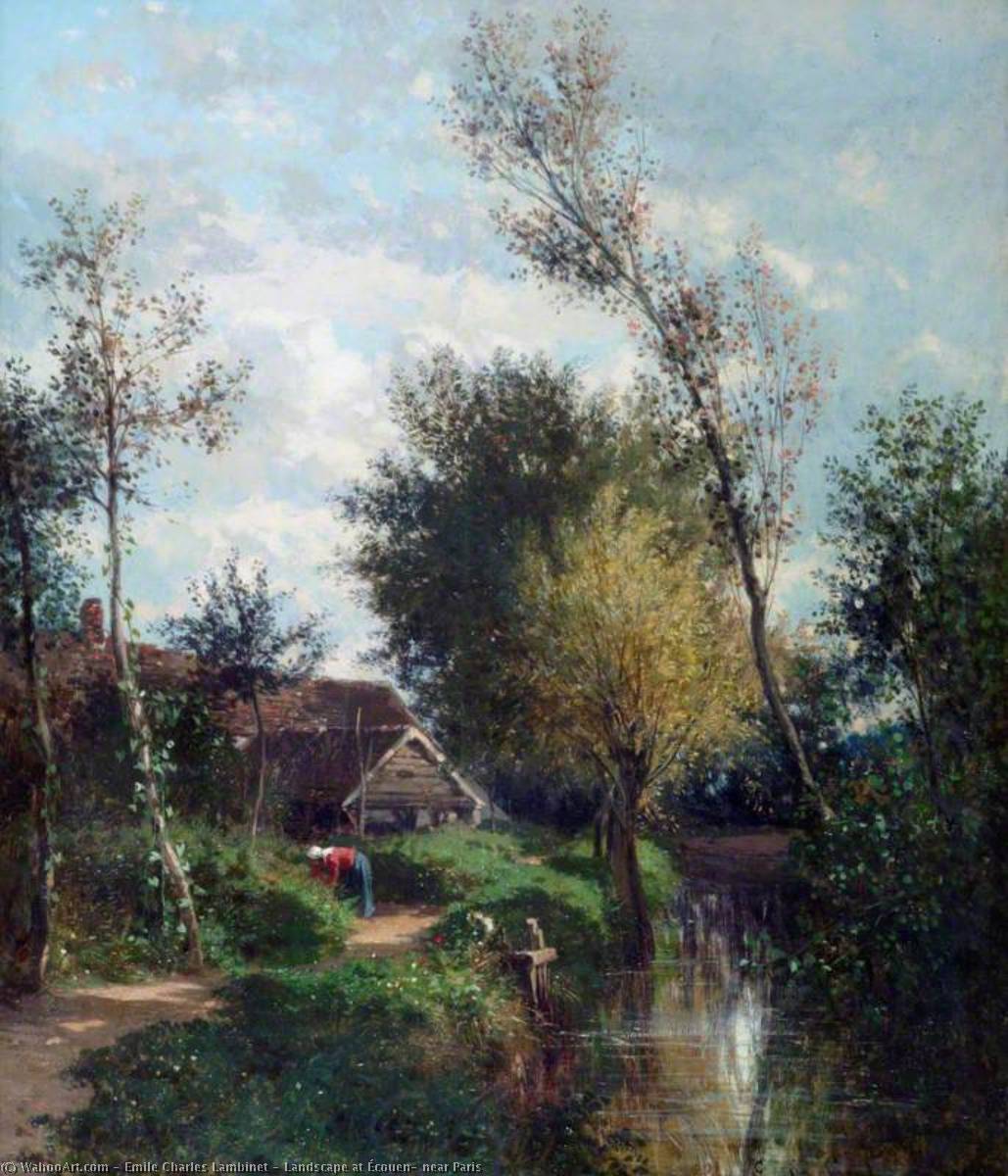 Wikioo.org - The Encyclopedia of Fine Arts - Painting, Artwork by Emile Charles Lambinet - Landscape at Écouen, near Paris