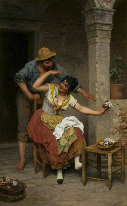 Wikioo.org - The Encyclopedia of Fine Arts - Painting, Artwork by Eugene De Blaas - A Venetian Courtship