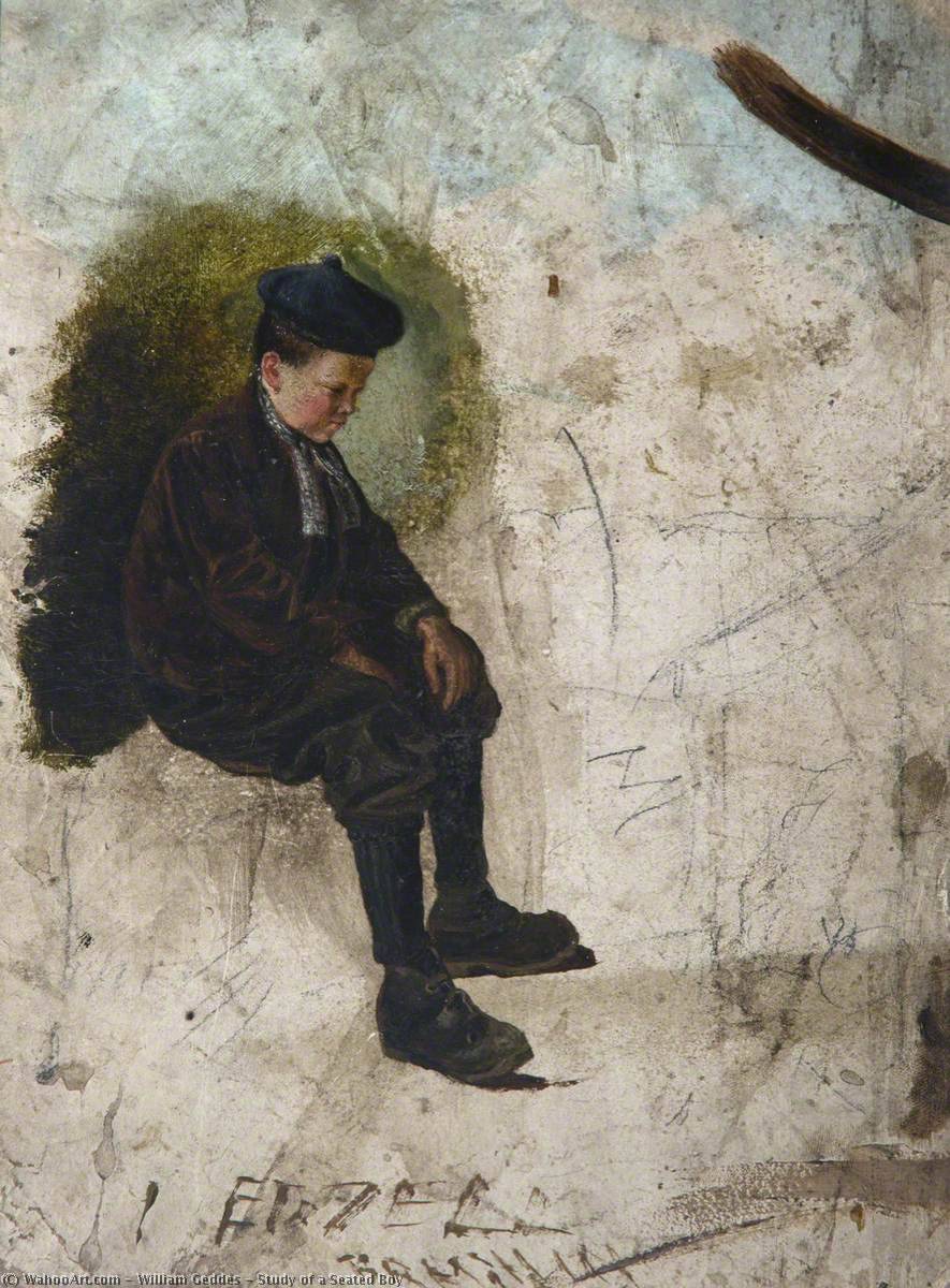 Wikioo.org - The Encyclopedia of Fine Arts - Painting, Artwork by William Geddes - Study of a Seated Boy
