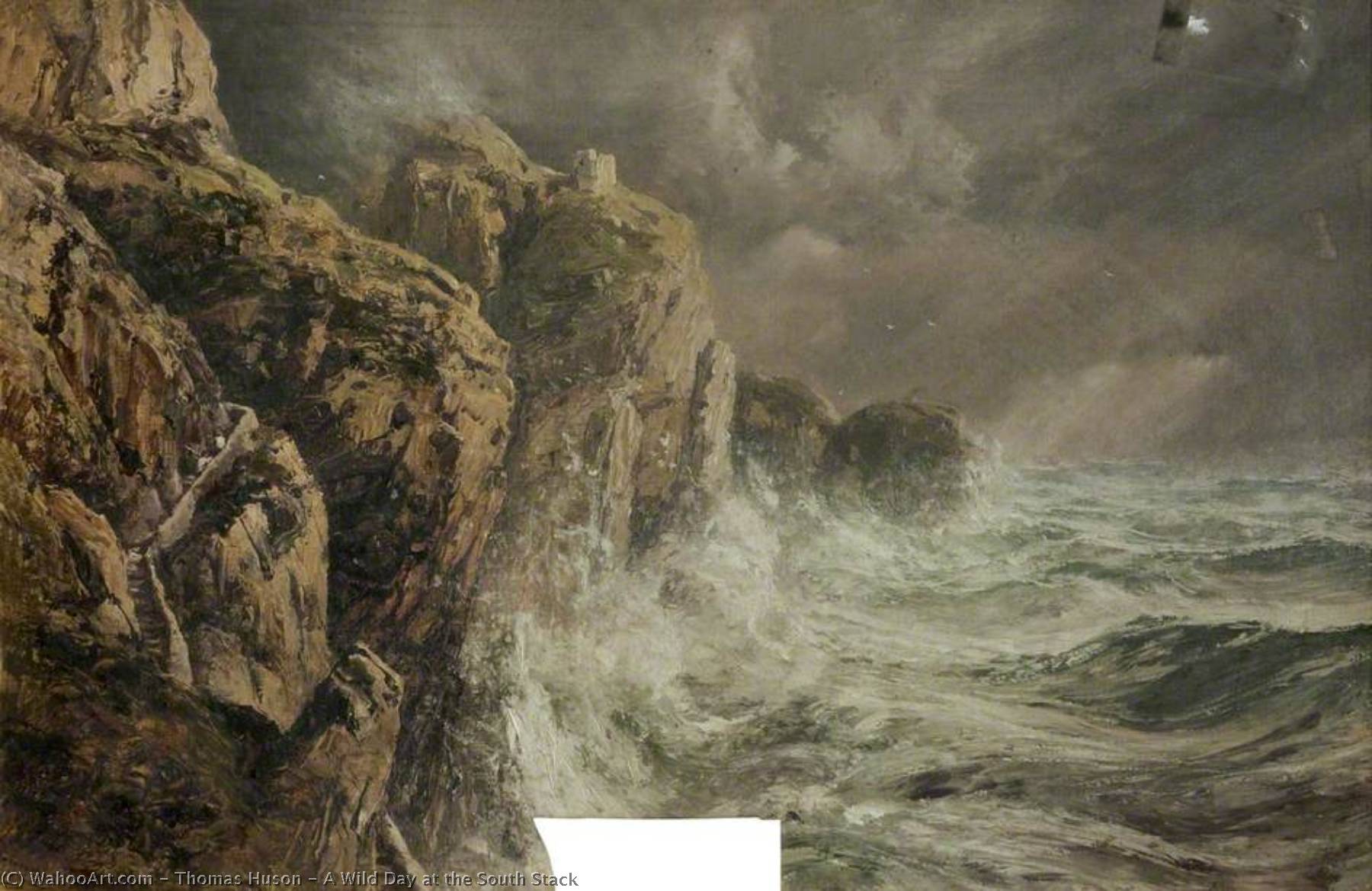 Wikioo.org - The Encyclopedia of Fine Arts - Painting, Artwork by Thomas Huson - A Wild Day at the South Stack