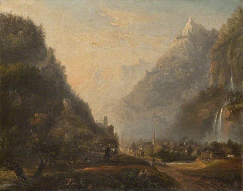 Wikioo.org - The Encyclopedia of Fine Arts - Painting, Artwork by Henrietta Georgiana Maria Lascelles Iremonger Chatterton - Subalpine Mountain Scenery with a Valley
