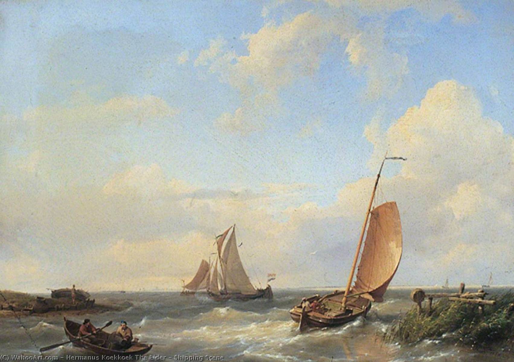 Wikioo.org - The Encyclopedia of Fine Arts - Painting, Artwork by Hermanus Koekkoek (The Elder) - Shipping Scene