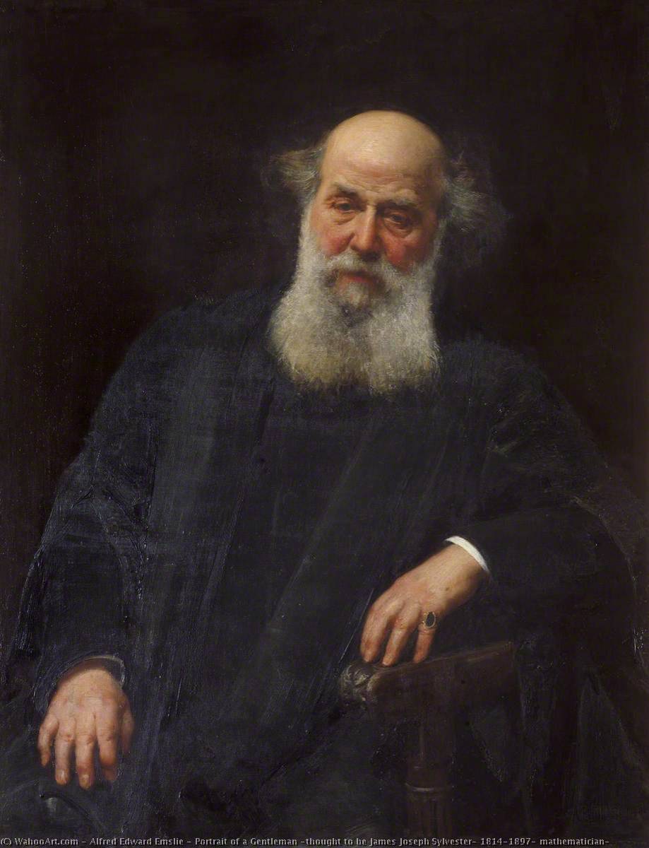 Wikioo.org - The Encyclopedia of Fine Arts - Painting, Artwork by Alfred Edward Emslie - Portrait of a Gentleman (thought to be James Joseph Sylvester, 1814–1897, mathematician)